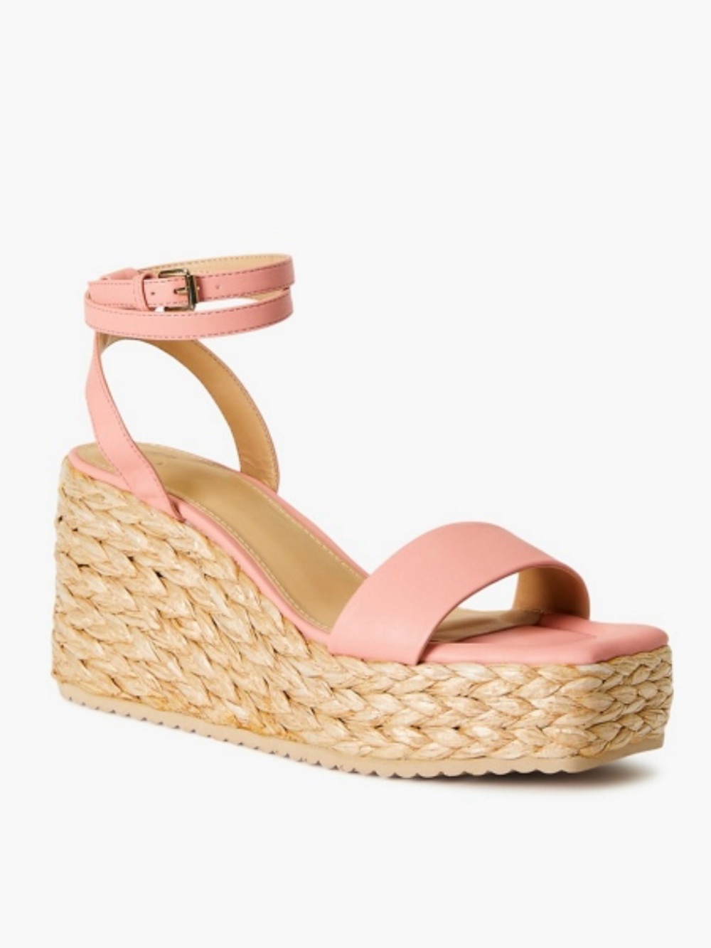 NWOT Lana Espadrille Wedge Platform Sandal in Peach Bud Double Ankle Strap